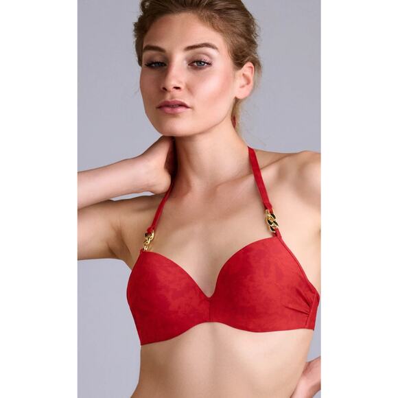 MARLIES DEKKERS Acapulco push up bikini top Rubine Red 34DD/E NWT - Picture 1 of 5